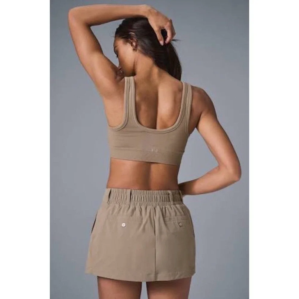 Alo Yoga Fan Club Mini Skirt Gravel XS